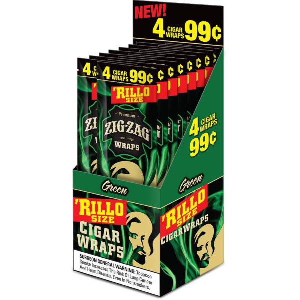 Zig-Zag Green Cigar Wraps Rillo Size