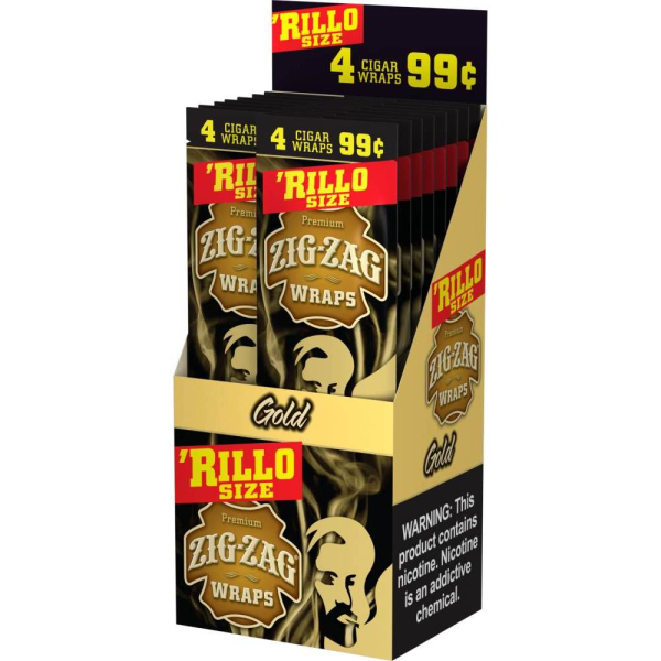 Zig-Zag Gold Cigar Wraps Rillo Size